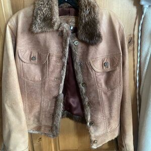 Brown  genuine Fur  leather Lined Jacket new Jackson hole furs